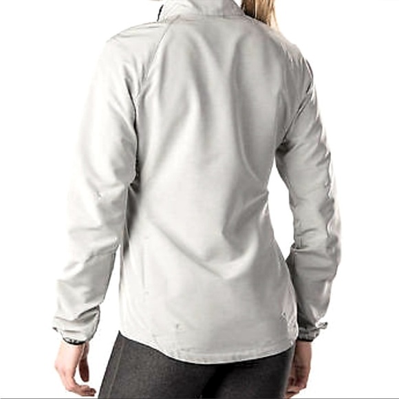 Nike Running gray swoosh Asymmetrical athletic jacket with zipper Sz-M H13 - Picture 2 of 11